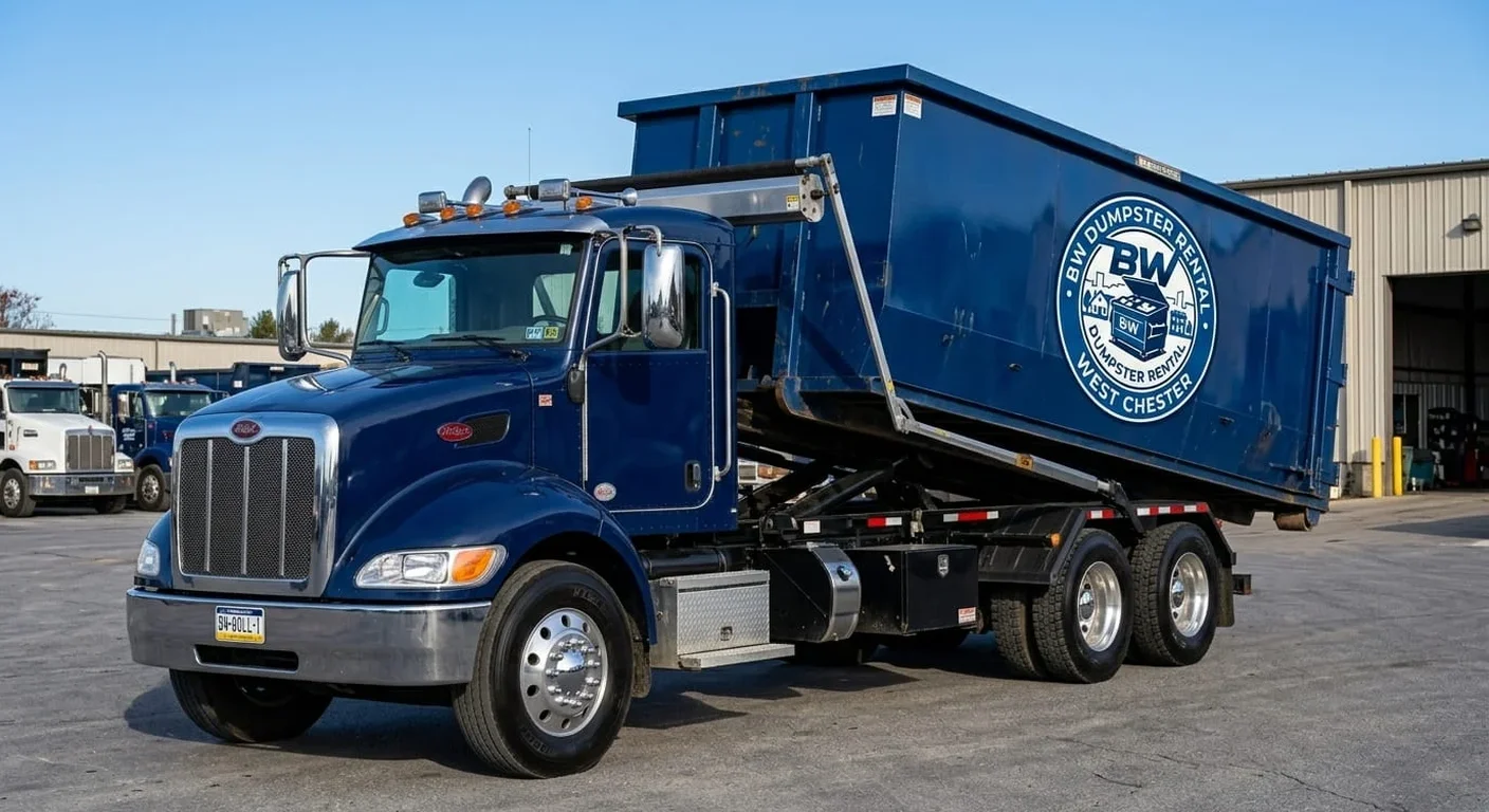 BW Dumpster Rental West Chester fleet - serving West Bradford Township, PA Part of the BW Dumpster Rental West Chester fleet, staged and ready for a job near West Bradford Township, PA